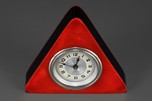 New Haven Triangle Laminated Catalin Clock in Red and Black